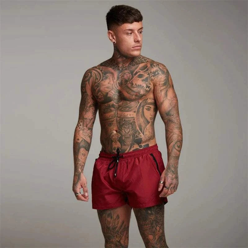 Mens Swim Trunks with Zipper Pockets Mesh Liner Summer Beach Board Shorts Quick Dry Swimming Bathing Suit Swimsuit Swimwear - MENLL