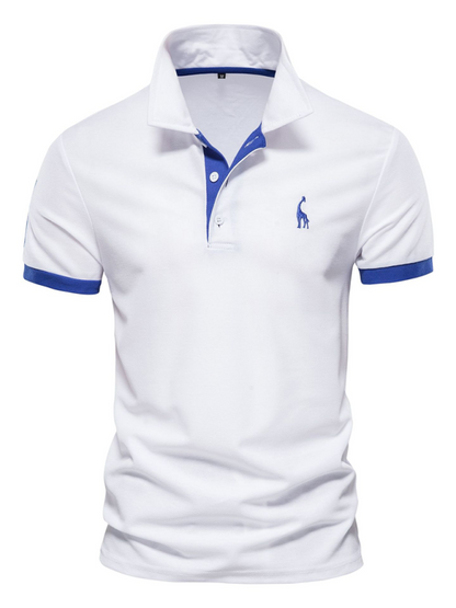 Chic Deer Embroidered Men's Polo Shirt - Short Sleeve Lapel Design for Effortless Spring Style - MENLL