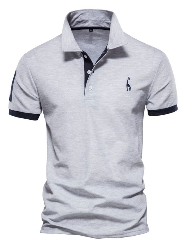 Chic Deer Embroidered Men's Polo Shirt - Short Sleeve Lapel Design for Effortless Spring Style - MENLL