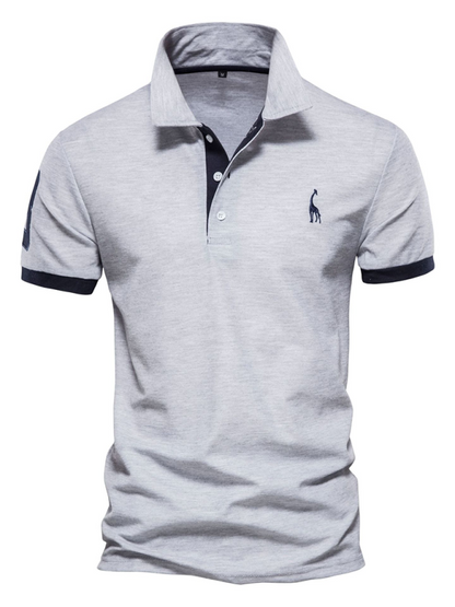 Chic Deer Embroidered Men's Polo Shirt - Short Sleeve Lapel Design for Effortless Spring Style - MENLL