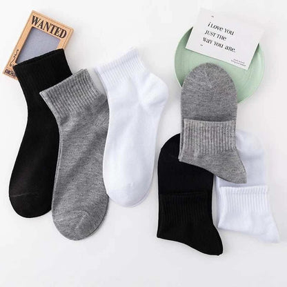Essential Men's Solid Color Socks: 5 Pairs of Breathable Comfort for Business and Casual Style - MENLL