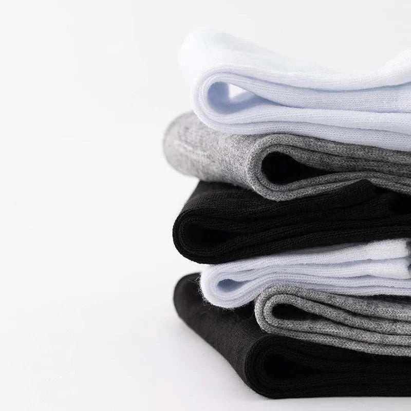 Essential Men's Solid Color Socks: 5 Pairs of Breathable Comfort for Business and Casual Style - MENLL