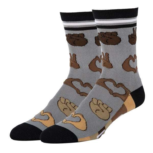Men's Emoji Cotton Crew Socks with One Love Design
