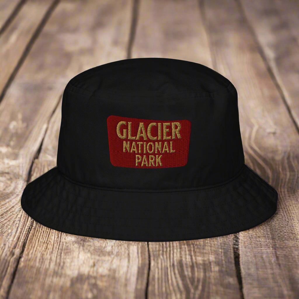 Accessories - Glacier National Park Sign Organic Embroidered Bucket Ha Park Service Apparel