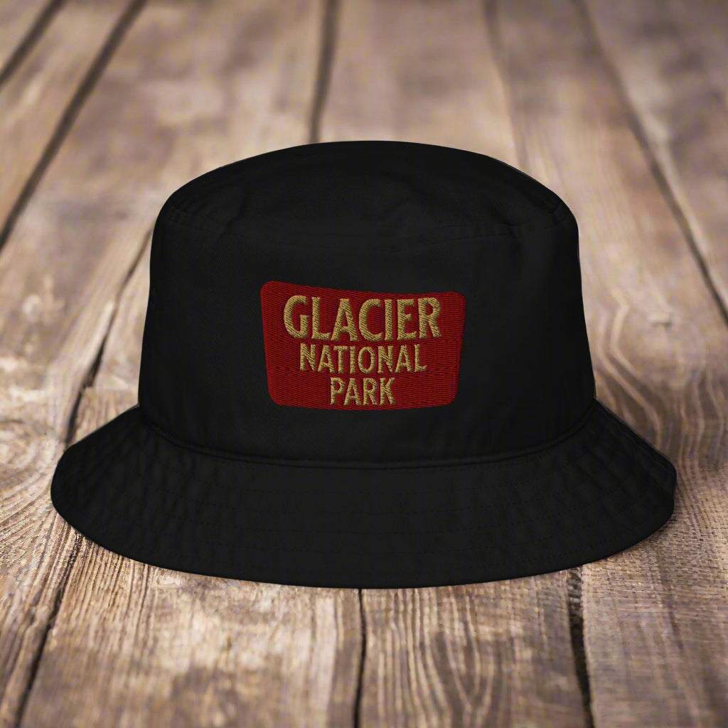 Glacier National Park Sign Organic Embroidered Bucket Hat - MENLL