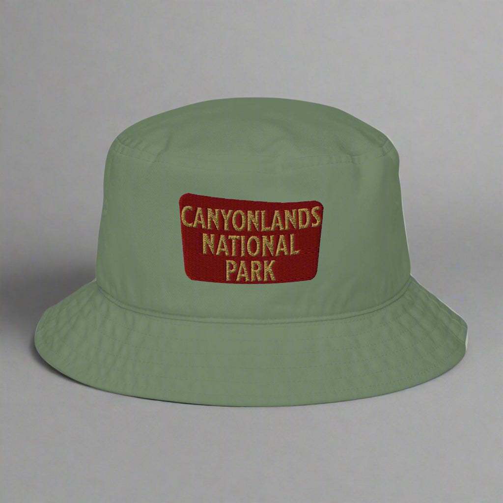 Canyonlands National Park Sign Embroidered Organic Bucket Hat - MENLL