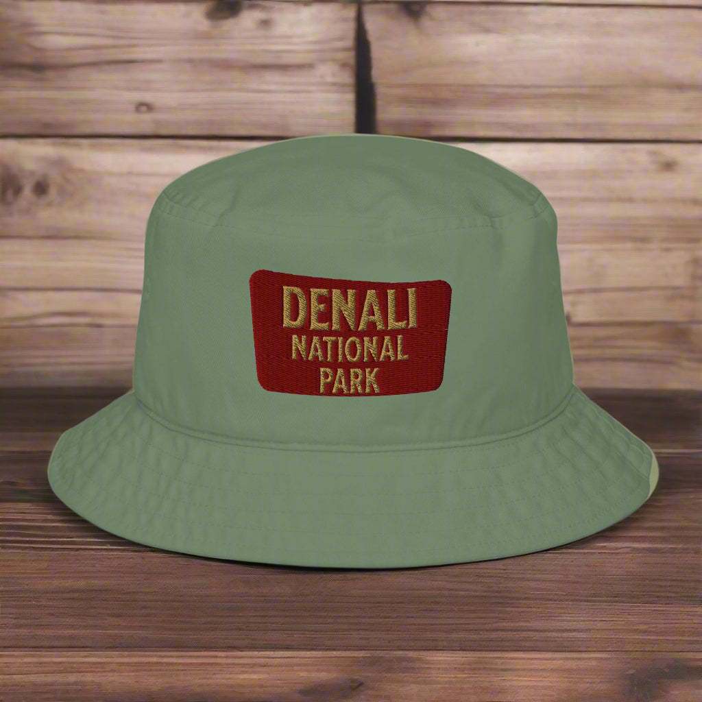 Denali National Park Sign Organic Embroidered Bucket Hat - MENLL