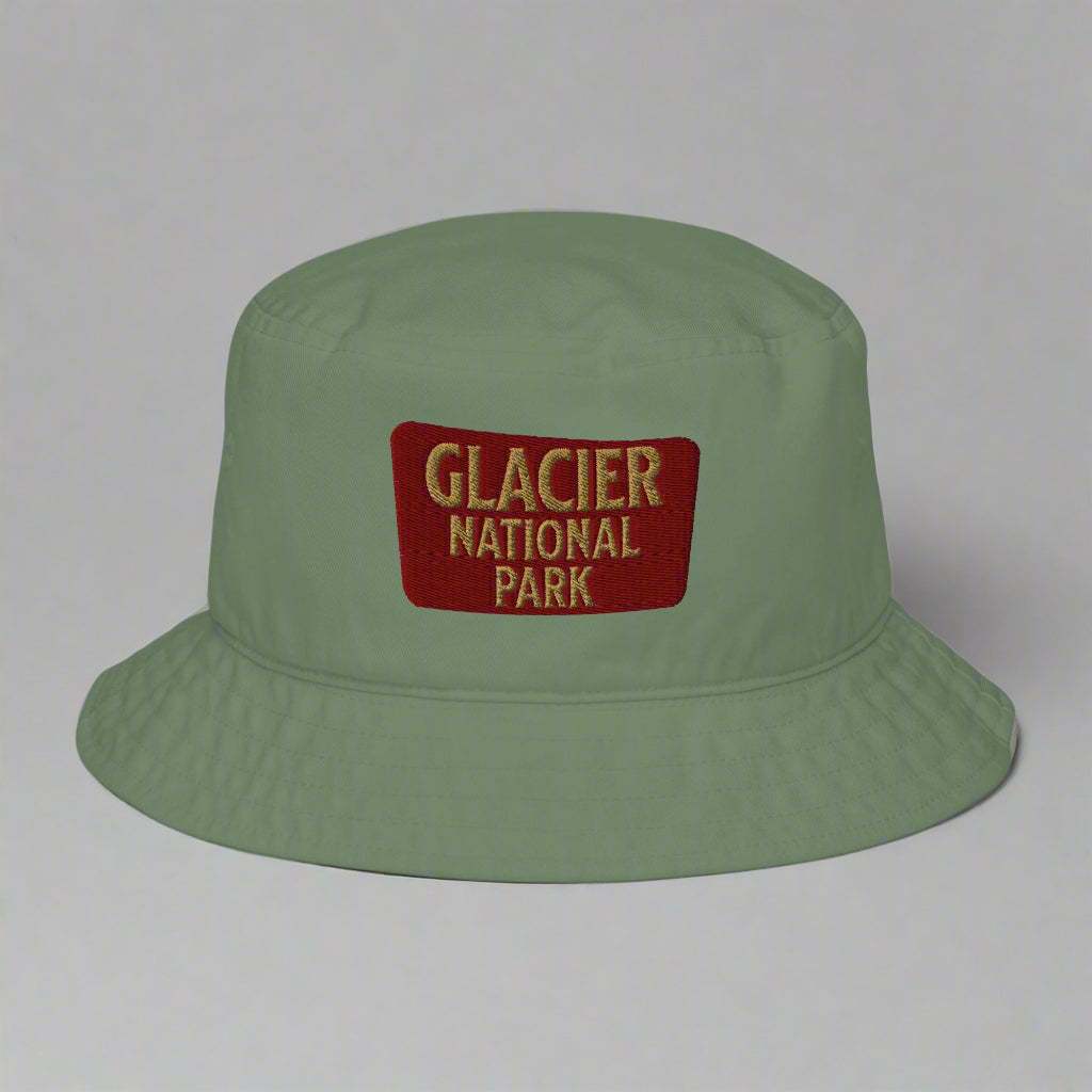 Glacier National Park Sign Organic Embroidered Bucket Hat - MENLL
