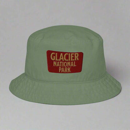 Glacier National Park Sign Organic Embroidered Bucket Hat - MENLL
