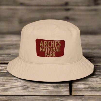 Arches National Park Sign Embroidered Organic Bucket Hat - MENLL
