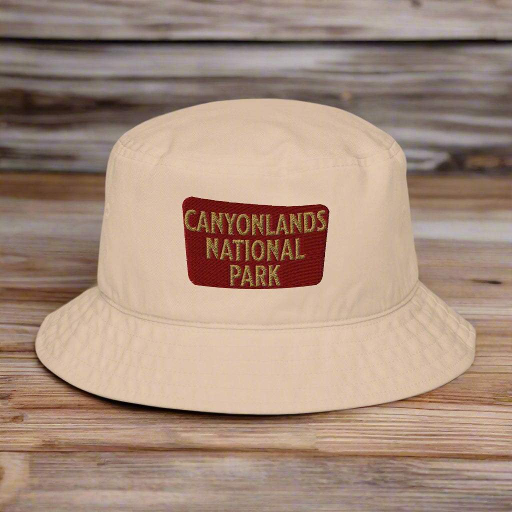 Canyonlands National Park Sign Embroidered Organic Bucket Hat - MENLL