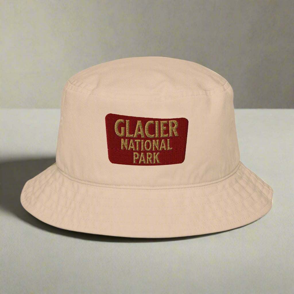 Glacier National Park Sign Organic Embroidered Bucket Hat - MENLL