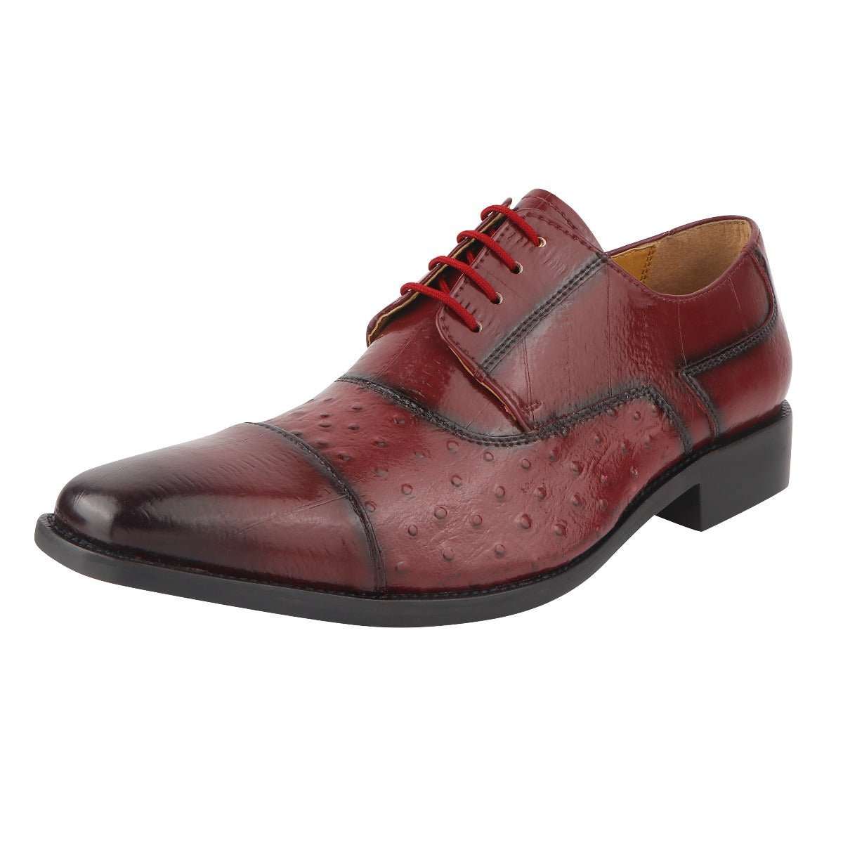 Raymond Leather Oxford Style Dress Shoes with Ostrich and EEL Print