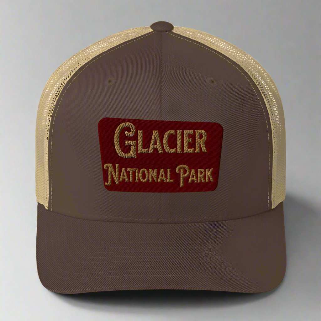 Glacier Embroidered National Park Sign Trucker Hat - MENLL