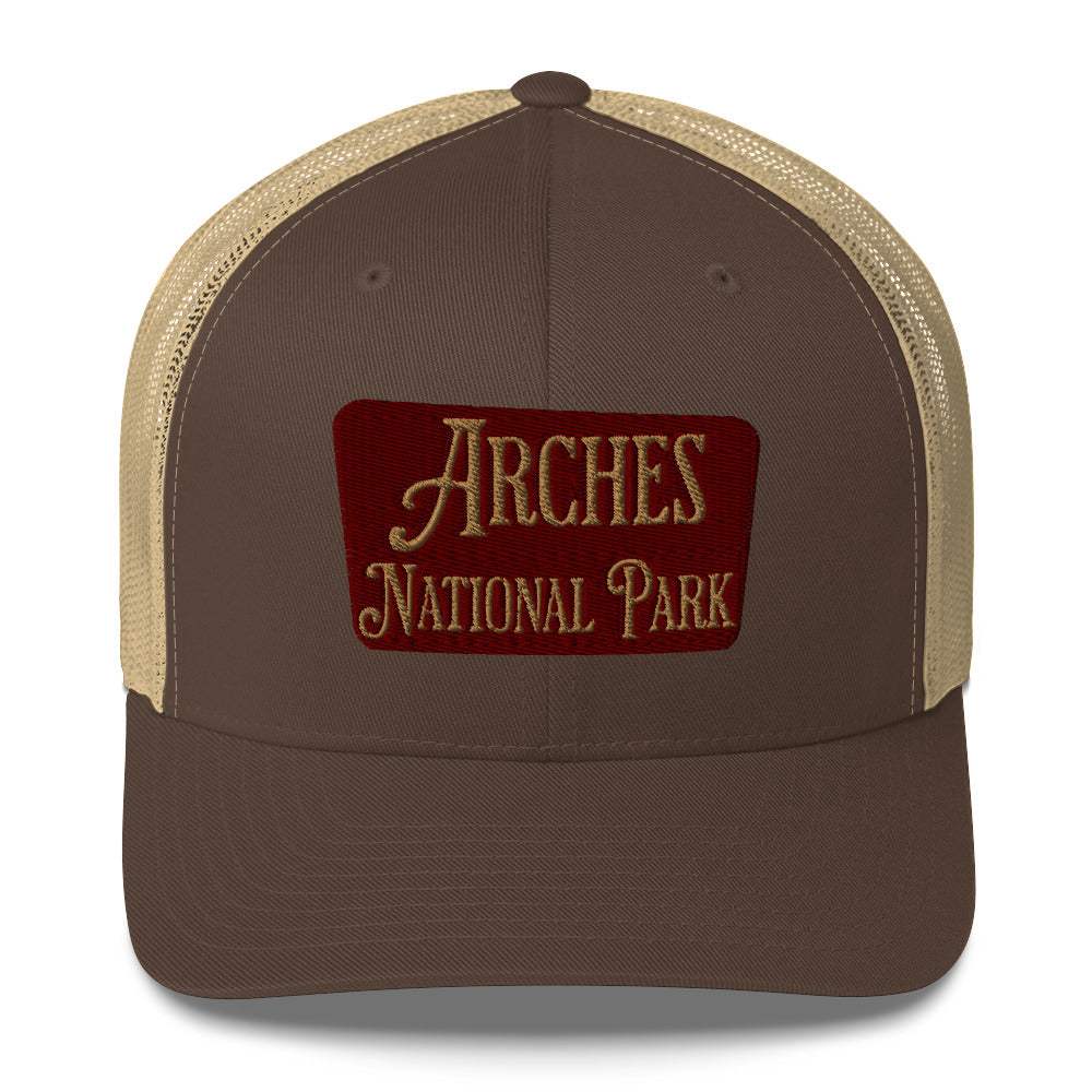 Arches Embroidered National Park Sign Trucker Hat - MENLL