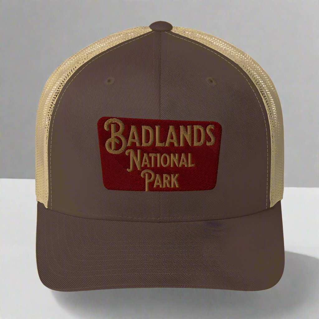 Badlands National Park Sign Embroidered Trucker Hat - MENLL