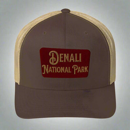 Denali National Park Sign Embroidered Trucker Hat - MENLL
