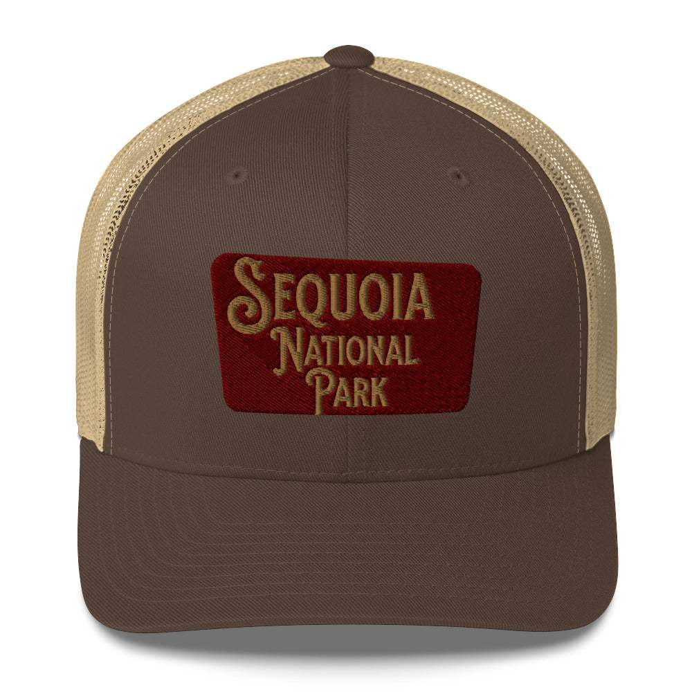 Sequoia Embroidered National Park Sign Trucker Hat - MENLL