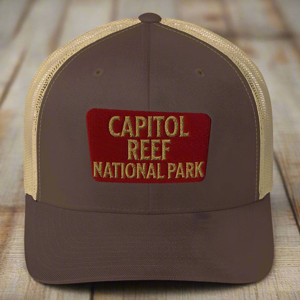 Capitol Reef National Park Sign Embroidered Trucker Hat - MENLL