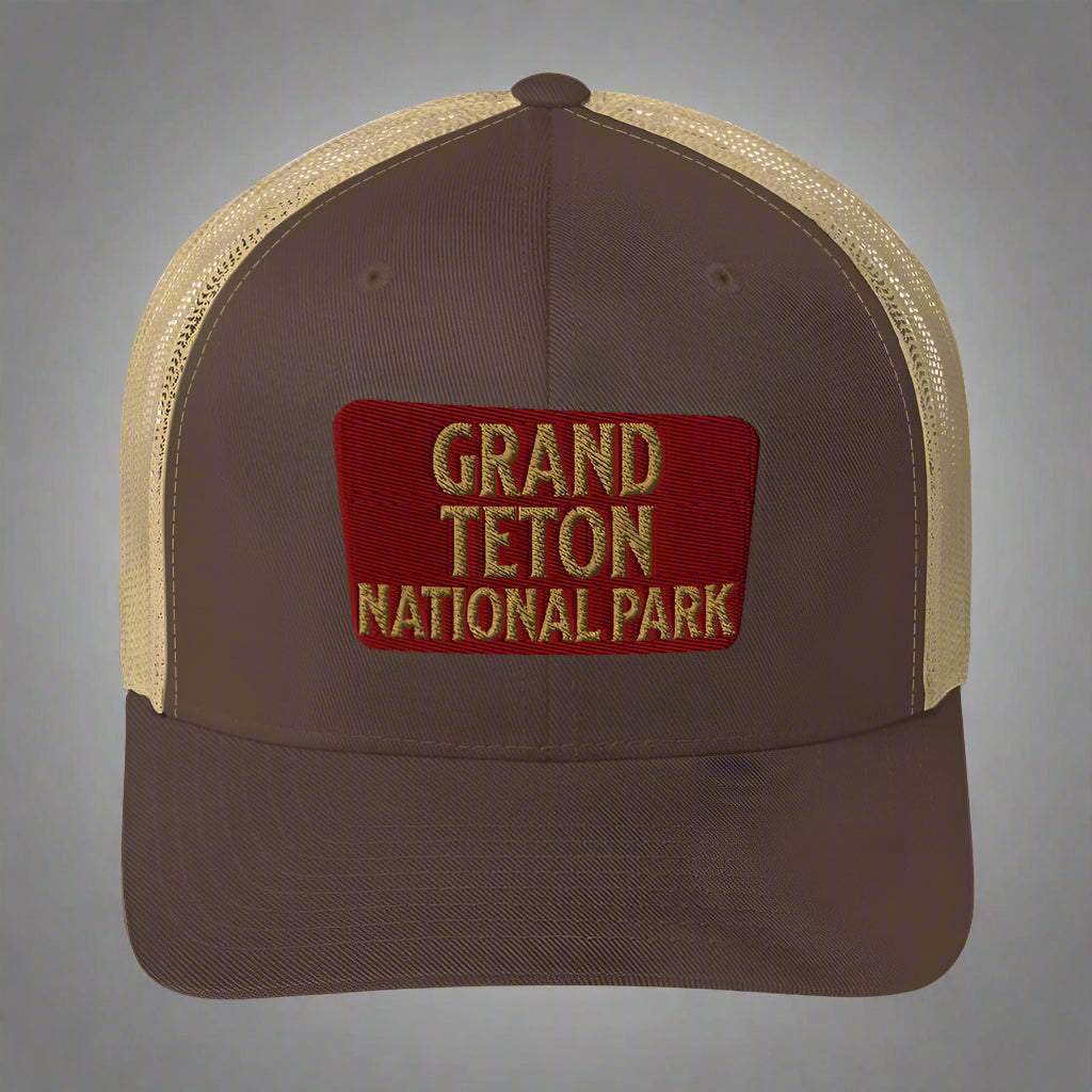 Grand Teton National Park Sign Embroidered Trucker Hat - MENLL