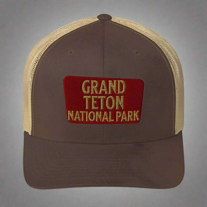 Grand Teton National Park Sign Embroidered Trucker Hat - MENLL