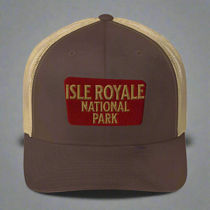 Isle Royale National Park Sign Embroidered Trucker Hat - MENLL