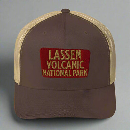 Lassen Volcanic National Park Sign Embroidered Trucker Hat - MENLL