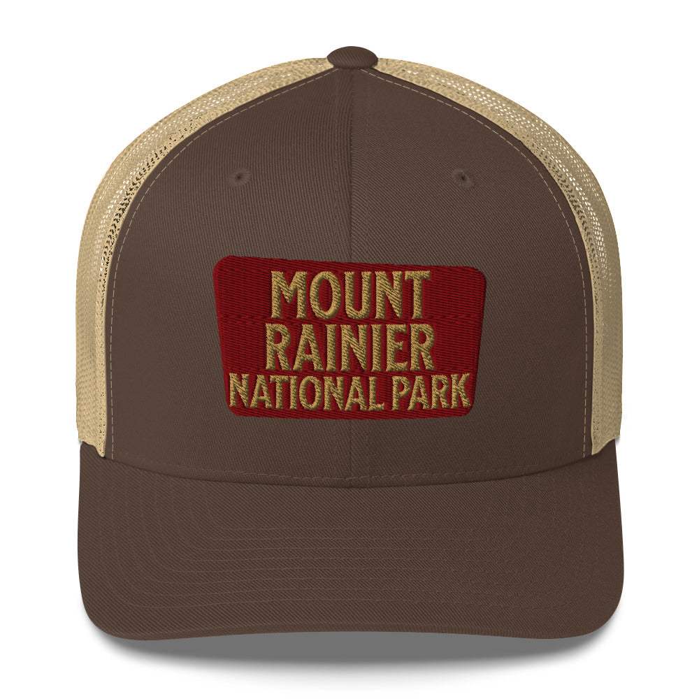 Mount Rainier National Park Sign Embroidered Trucker Hat - MENLL