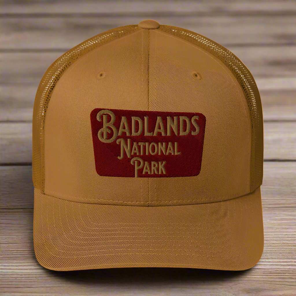 Badlands National Park Sign Embroidered Trucker Hat - MENLL