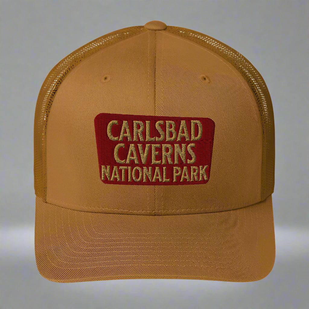 Carlsbad Caverns National Park Sign Embroidered Trucker Hat - MENLL