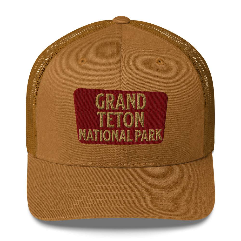 Grand Teton National Park Sign Embroidered Trucker Hat - MENLL