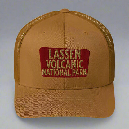 Lassen Volcanic National Park Sign Embroidered Trucker Hat - MENLL
