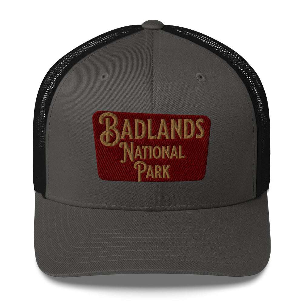 Badlands National Park Sign Embroidered Trucker Hat - MENLL