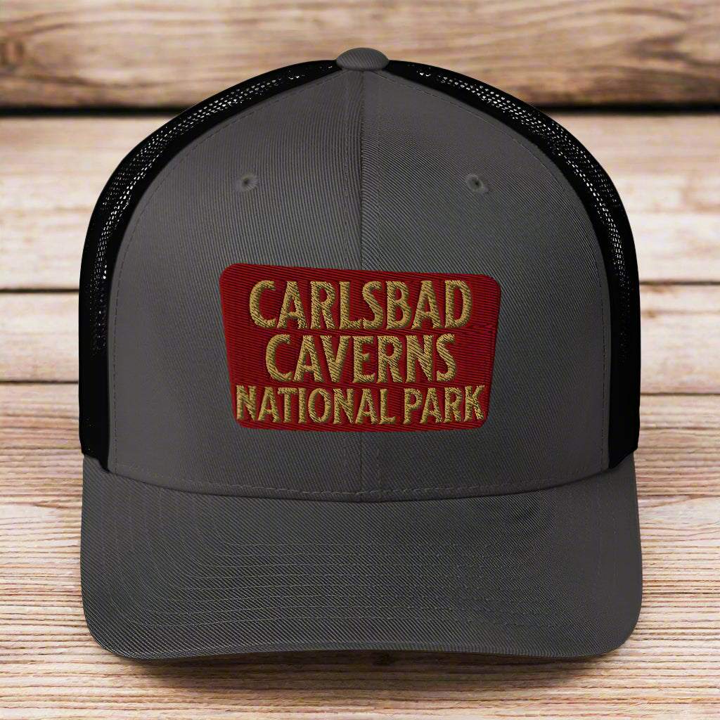 Carlsbad Caverns National Park Sign Embroidered Trucker Hat - MENLL