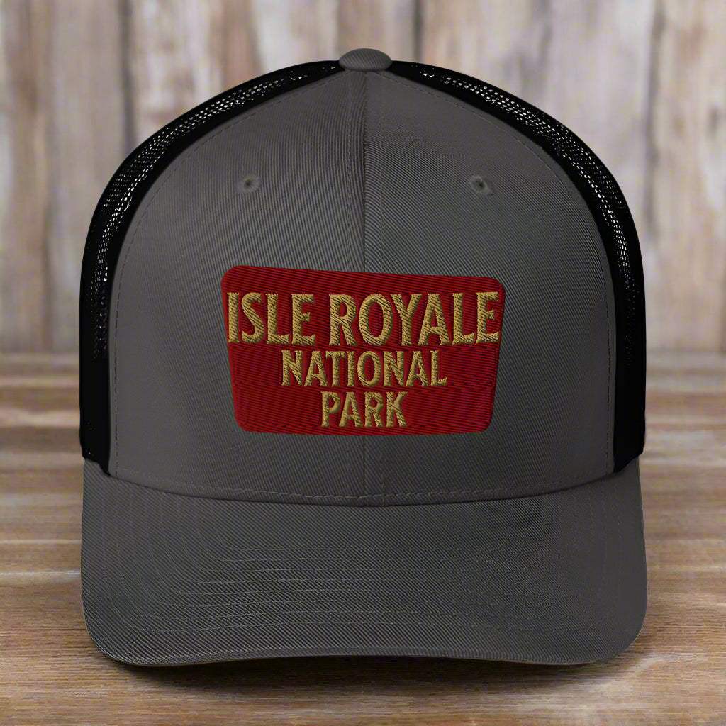 Isle Royale National Park Sign Embroidered Trucker Hat - MENLL