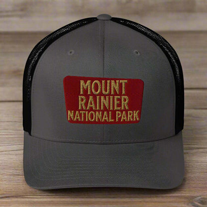 Mount Rainier National Park Sign Embroidered Trucker Hat - MENLL