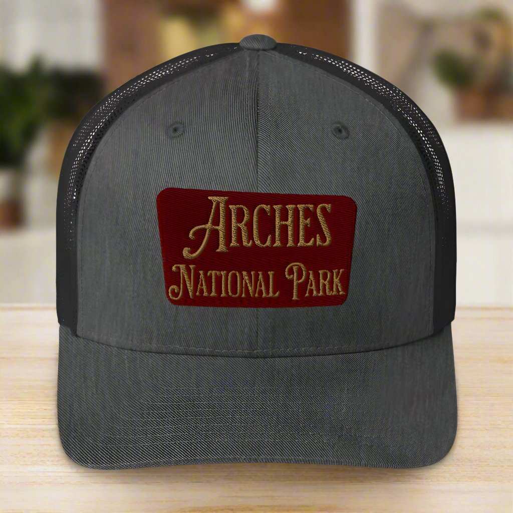 Arches Embroidered National Park Sign Trucker Hat - MENLL