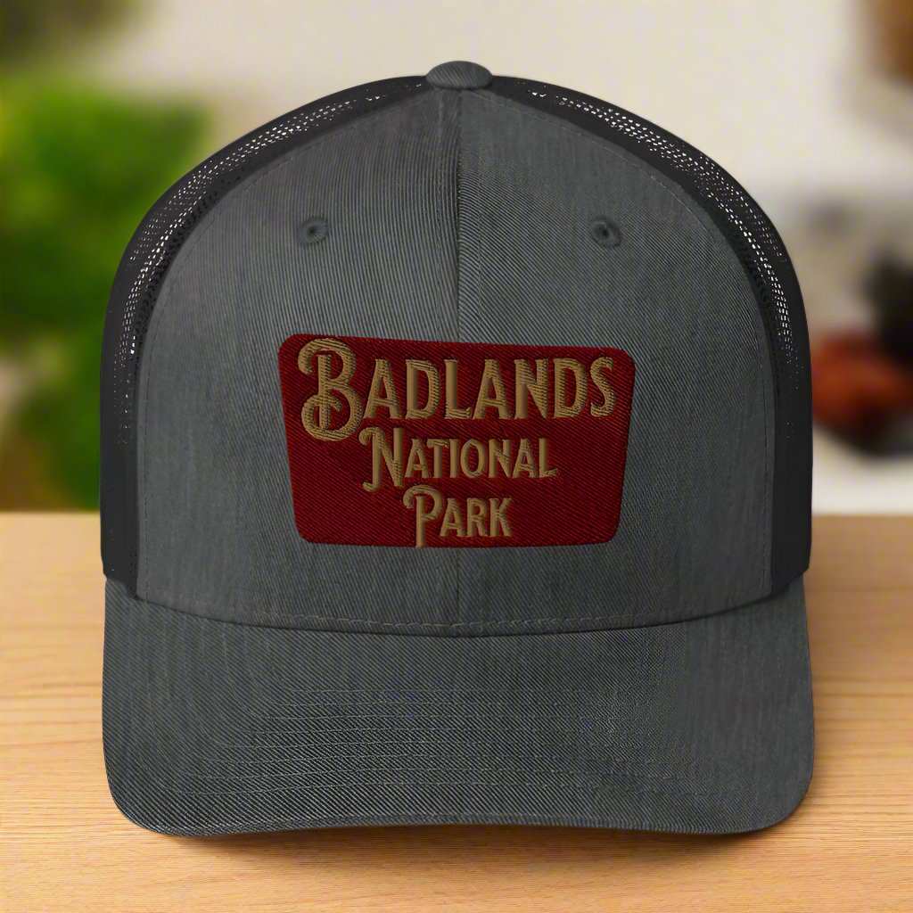 Badlands National Park Sign Embroidered Trucker Hat - MENLL
