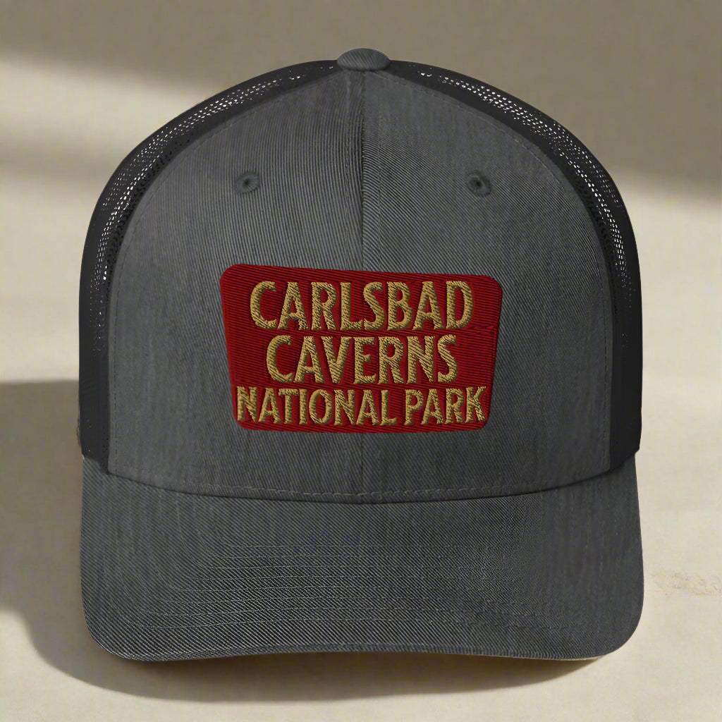 Carlsbad Caverns National Park Sign Embroidered Trucker Hat - MENLL