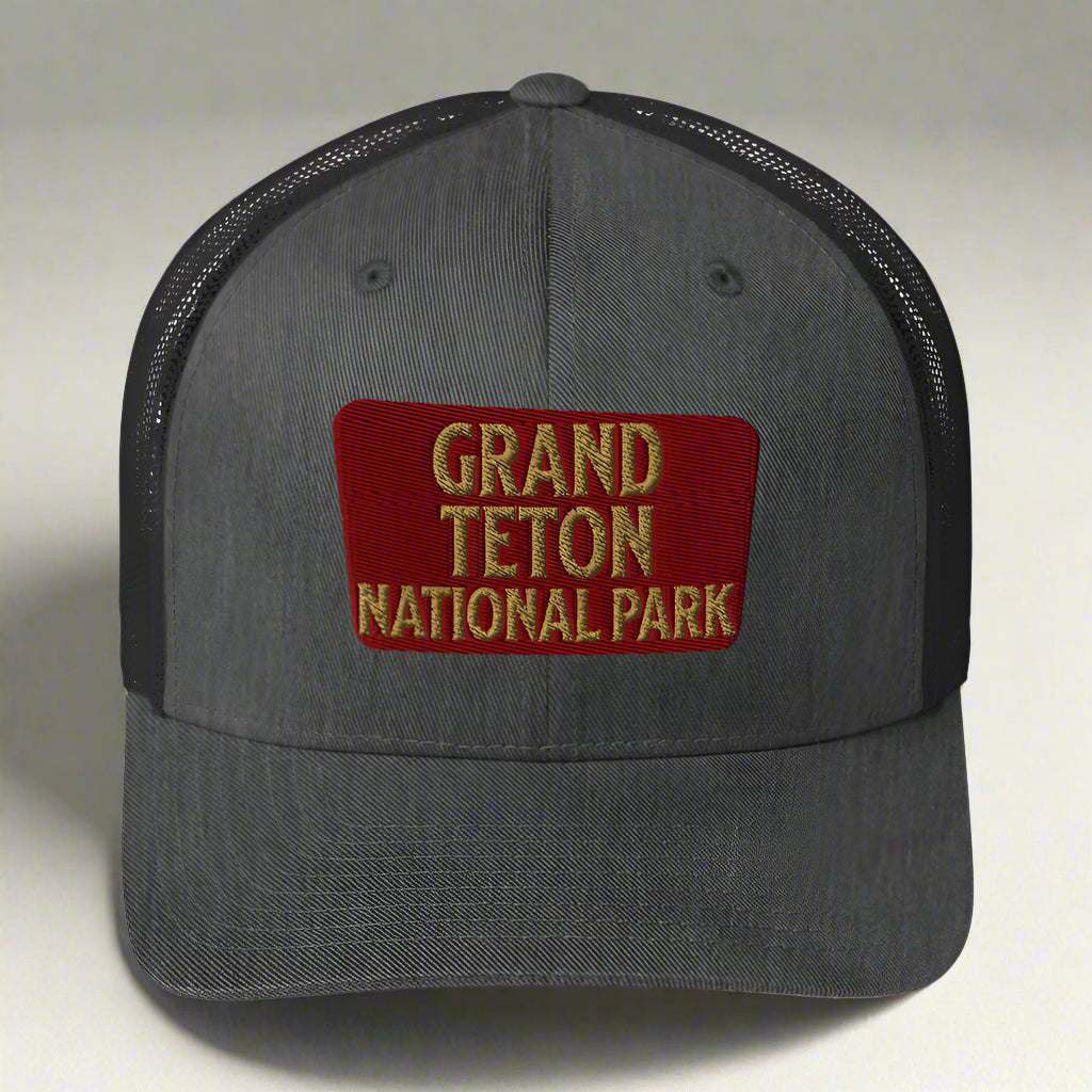 Grand Teton National Park Sign Embroidered Trucker Hat - MENLL