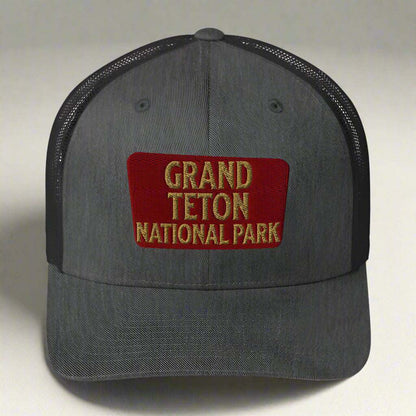 Grand Teton National Park Sign Embroidered Trucker Hat - MENLL