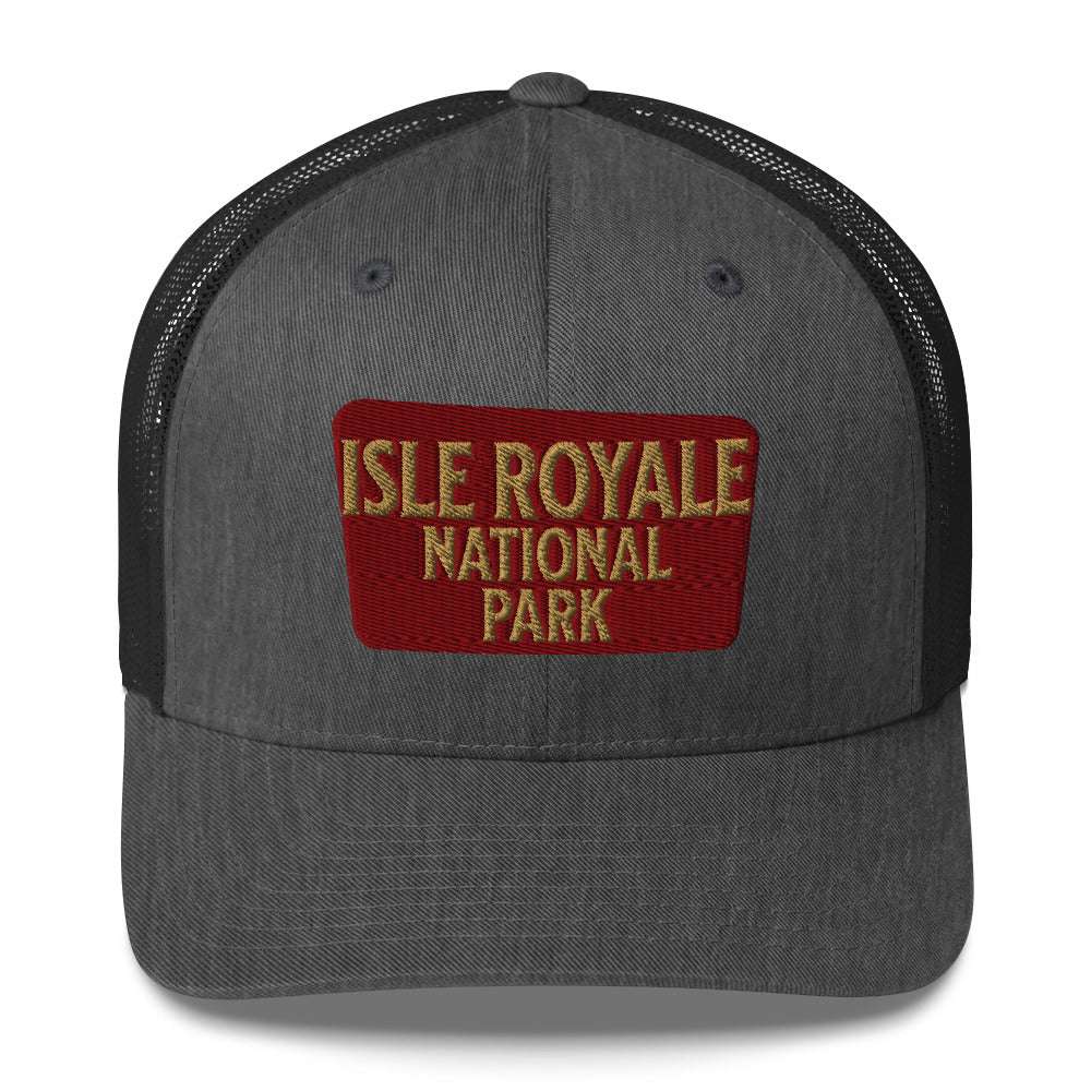 Isle Royale National Park Sign Embroidered Trucker Hat - MENLL