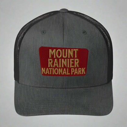 Mount Rainier National Park Sign Embroidered Trucker Hat - MENLL