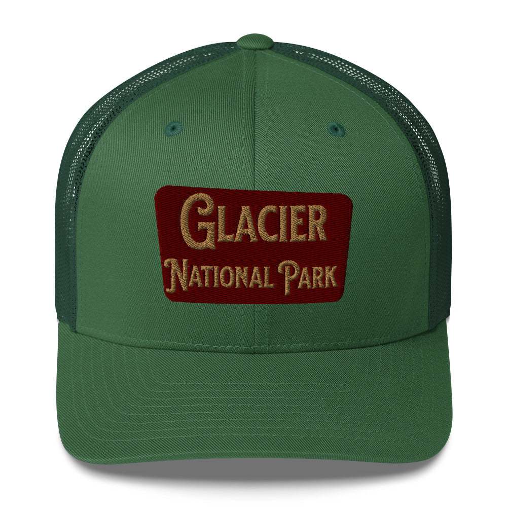 Glacier Embroidered National Park Sign Trucker Hat - MENLL