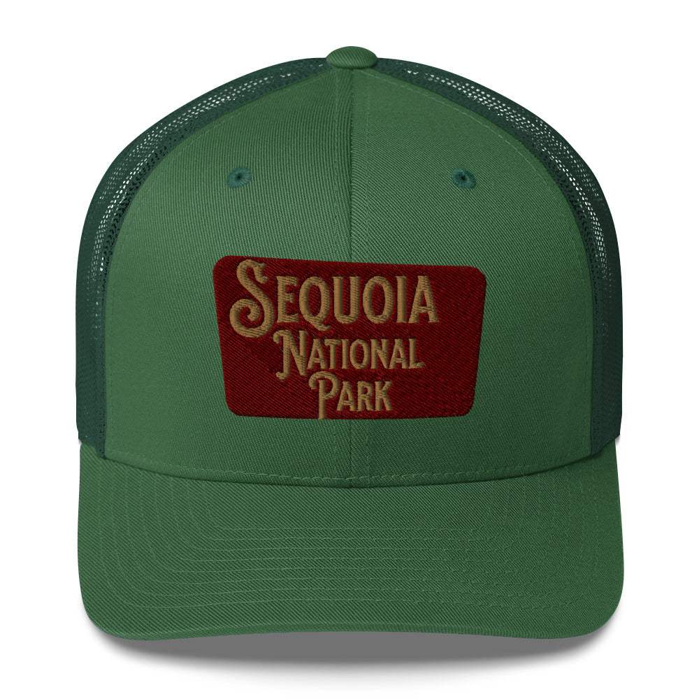 Sequoia Embroidered National Park Sign Trucker Hat - MENLL