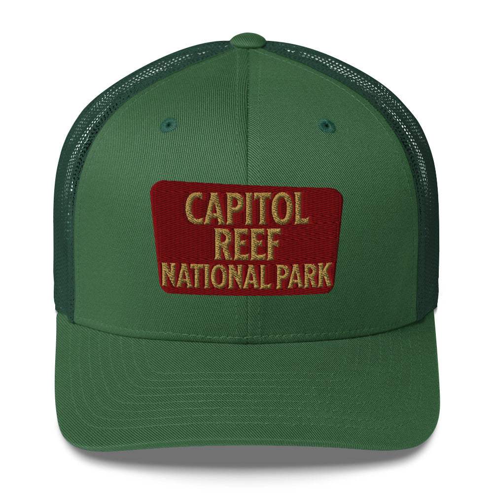 Capitol Reef National Park Sign Embroidered Trucker Hat - MENLL