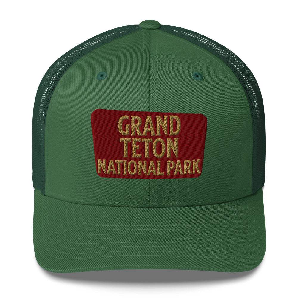 Grand Teton National Park Sign Embroidered Trucker Hat - MENLL