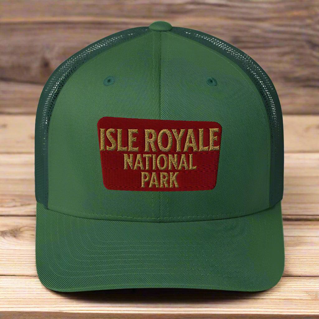 Isle Royale National Park Sign Embroidered Trucker Hat - MENLL