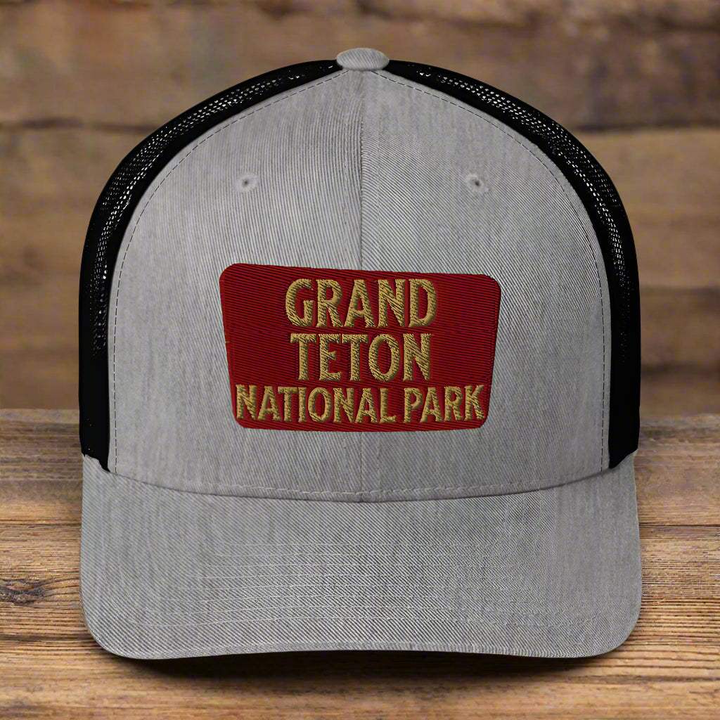 Grand Teton National Park Sign Embroidered Trucker Hat - MENLL