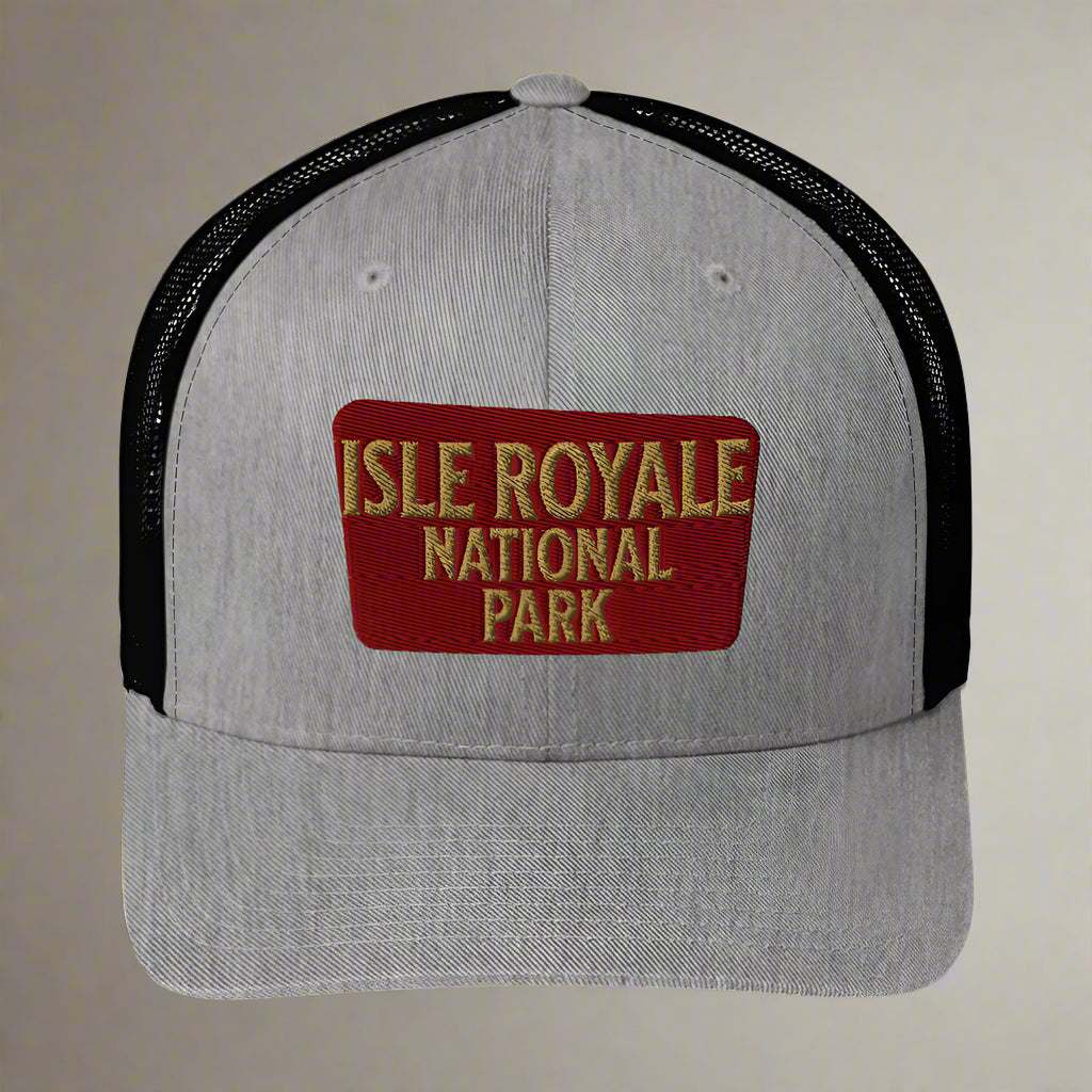 Isle Royale National Park Sign Embroidered Trucker Hat - MENLL